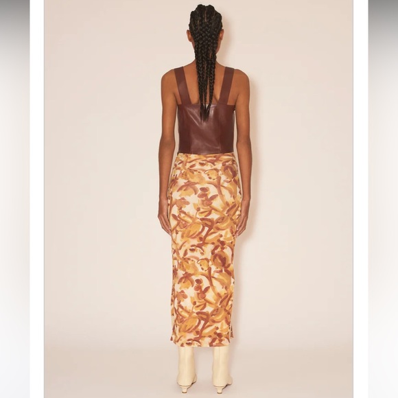 NWT Nanushka Petra Draped Sleeveless Asymmetrical Tank Top Brown Vegan Leather - Picture 8 of 16